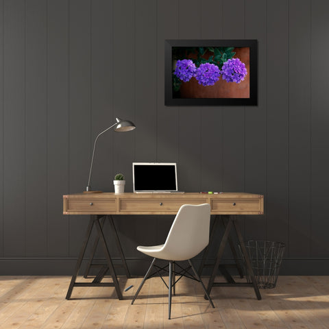 Tri Floral Bouquet Black Modern Wood Framed Art Print by Geyman, Vitaly