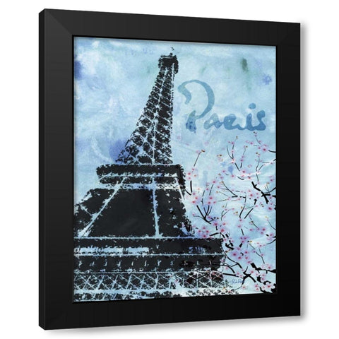 Blue Paris Black Modern Wood Framed Art Print by Roberto, LuAnn