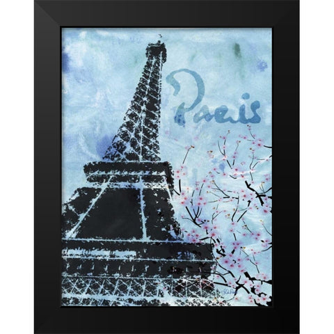 Blue Paris Black Modern Wood Framed Art Print by Roberto, LuAnn