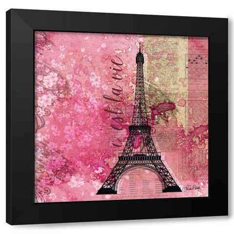 Pink Paris Black Modern Wood Framed Art Print by Roberto, LuAnn