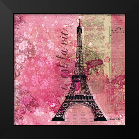 Pink Paris Black Modern Wood Framed Art Print by Roberto, LuAnn