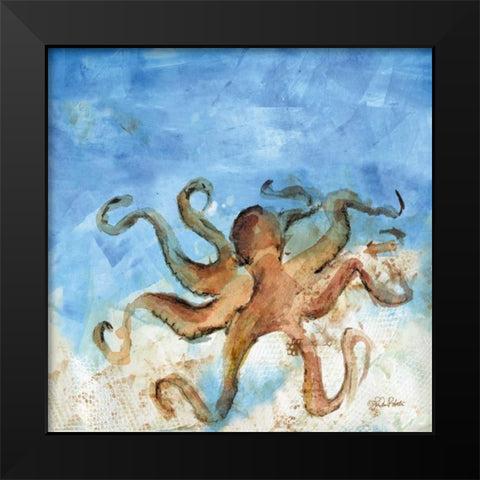 Ocean Octopus Black Modern Wood Framed Art Print by Roberto, LuAnn