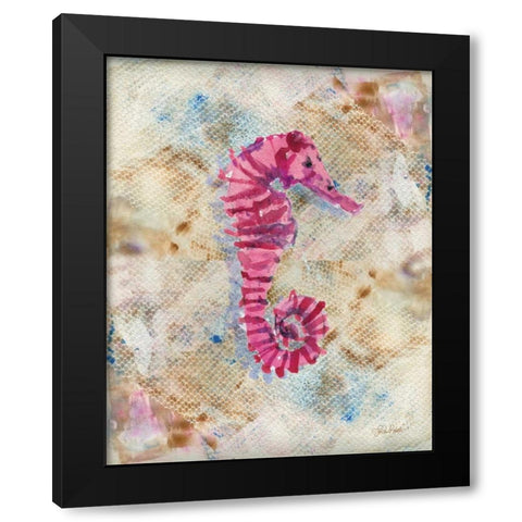 Pink Seahorse Black Modern Wood Framed Art Print by Roberto, LuAnn