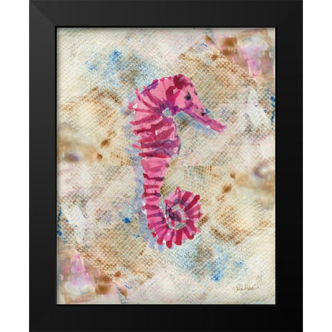 Pink Seahorse Black Modern Wood Framed Art Print by Roberto, LuAnn
