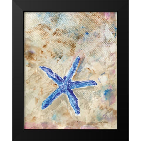 Blue Starfish Black Modern Wood Framed Art Print by Roberto, LuAnn