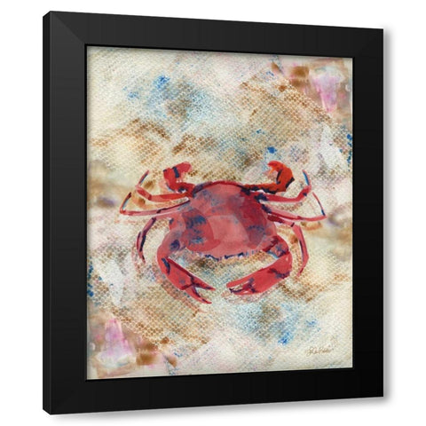 Red Crab Black Modern Wood Framed Art Print by Roberto, LuAnn