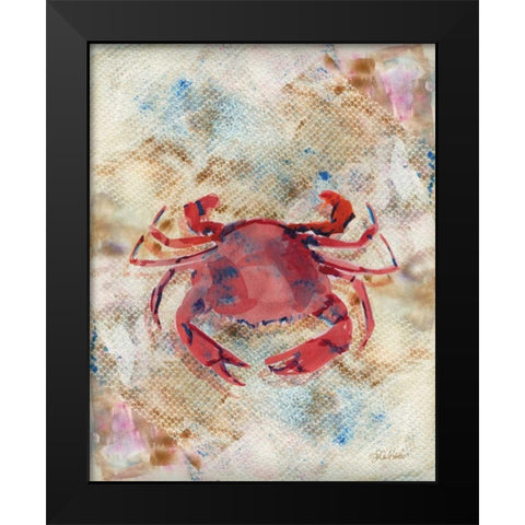 Red Crab Black Modern Wood Framed Art Print by Roberto, LuAnn