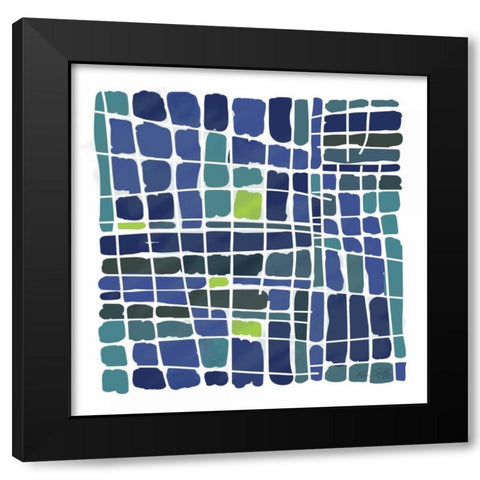 Blue Watercolor Black Modern Wood Framed Art Print by Ruff, Kris