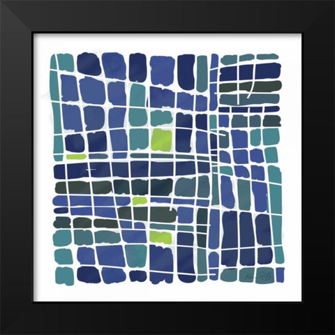 Blue Watercolor Black Modern Wood Framed Art Print by Ruff, Kris