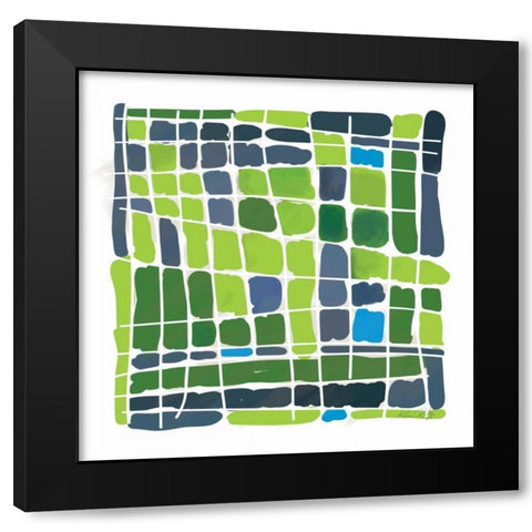 Green Watercolor Black Modern Wood Framed Art Print with Double Matting by Ruff, Kris