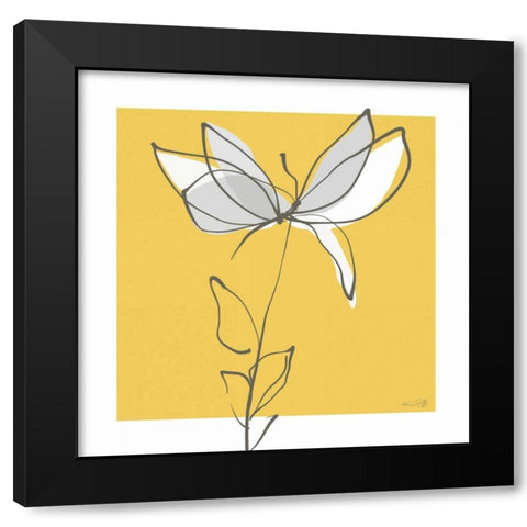 Yellow and Gray I Black Modern Wood Framed Art Print by Ruff, Kris