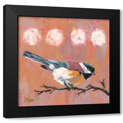 Delight Chickadee Black Modern Wood Framed Art Print with Double Matting by Reeves, Molly