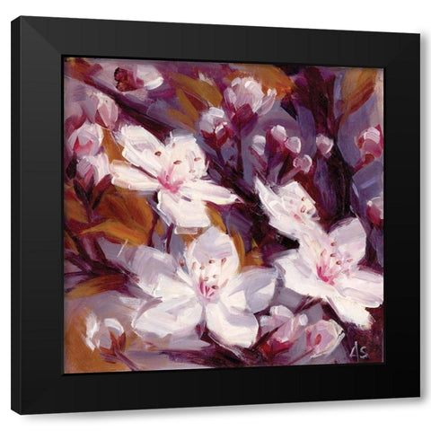 Cherry Blossoms Black Modern Wood Framed Art Print with Double Matting by Salness, Annie
