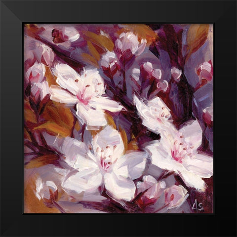 Cherry Blossoms Black Modern Wood Framed Art Print by Salness, Annie