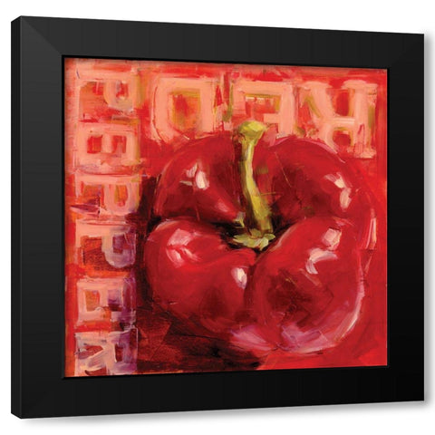 Red Pepper Black Modern Wood Framed Art Print by Salness, Annie