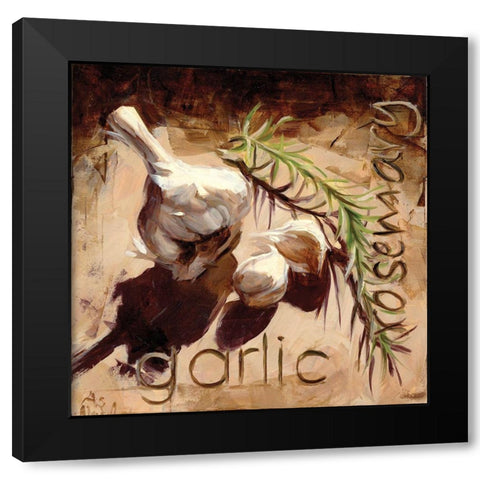 Garlic and Rosemary Black Modern Wood Framed Art Print with Double Matting by Salness, Annie