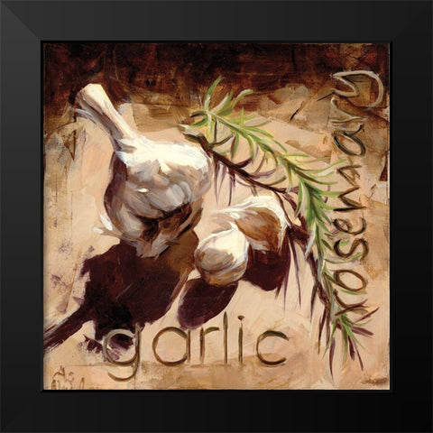 Garlic and Rosemary Black Modern Wood Framed Art Print by Salness, Annie