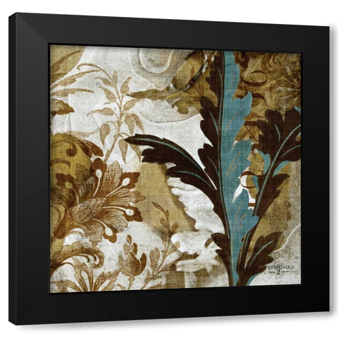 Teal Flow II Black Modern Wood Framed Art Print by Studio 2