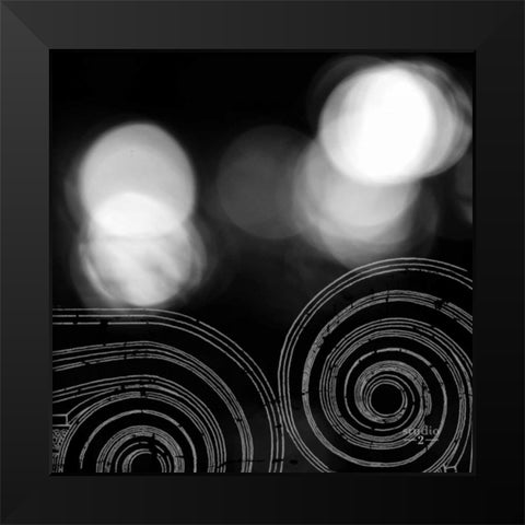 Circles and Swirls II Black Modern Wood Framed Art Print by Studio 2