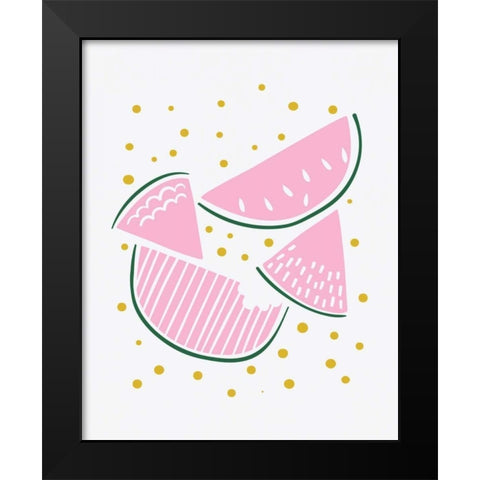 Watermelon Black Modern Wood Framed Art Print by Serna, Isabel