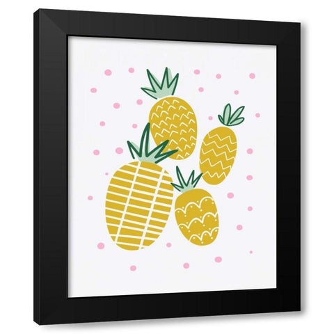 Pineapple Black Modern Wood Framed Art Print with Double Matting by Serna, Isabel