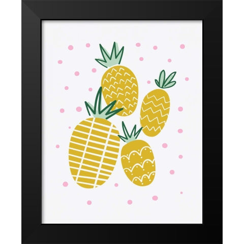 Pineapple Black Modern Wood Framed Art Print by Serna, Isabel