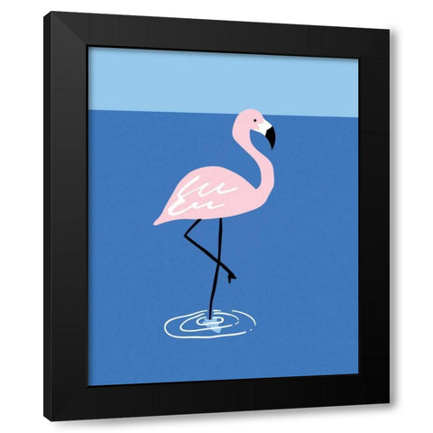 Flamingo Pond I Black Modern Wood Framed Art Print with Double Matting by Serna, Isabel