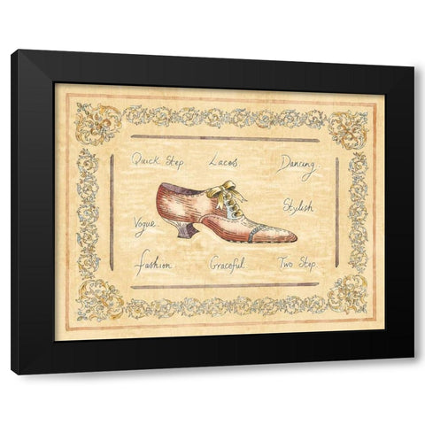 Vogue Shoe Black Modern Wood Framed Art Print by Schippel, Banafshe