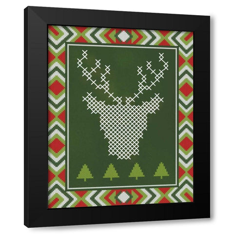 Deer Stitch Black Modern Wood Framed Art Print by Sta Teresa, Ashley