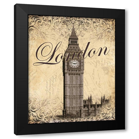 London Black Modern Wood Framed Art Print with Double Matting by Williams, Todd