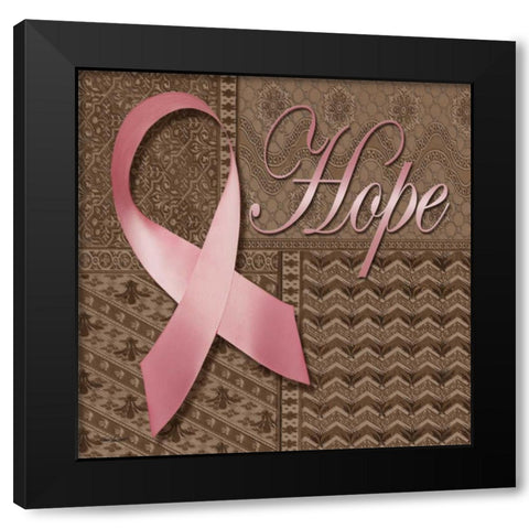 Hope Ribbon Black Modern Wood Framed Art Print with Double Matting by Williams, Todd