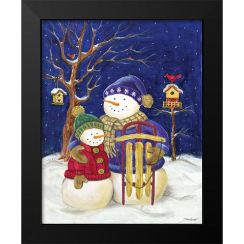 Sledding Duo Black Modern Wood Framed Art Print by Williams, Todd