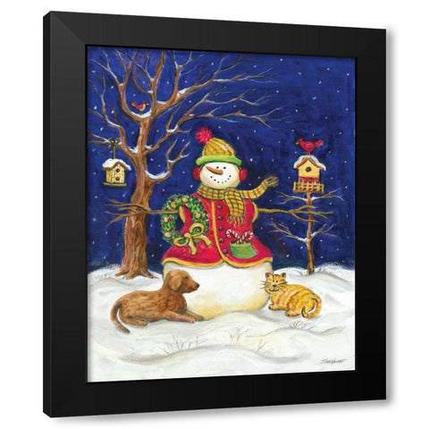 Snowman and Friends Black Modern Wood Framed Art Print with Double Matting by Williams, Todd
