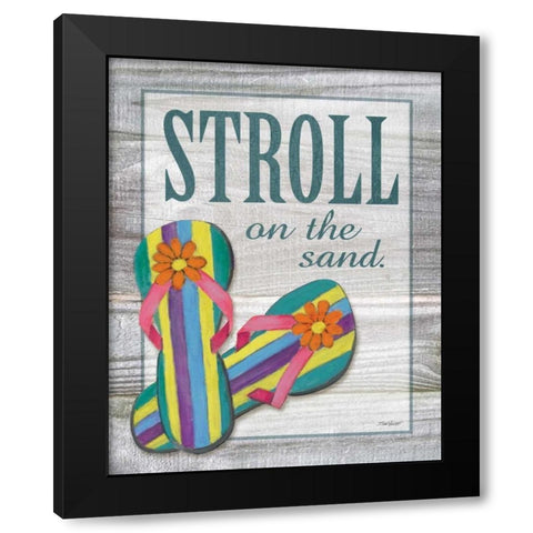 Stroll on the Sand Black Modern Wood Framed Art Print by Williams, Todd