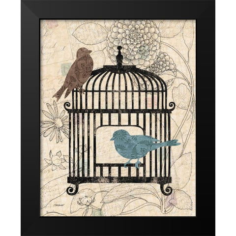 Birds and Blooms II Black Modern Wood Framed Art Print by Williams, Todd
