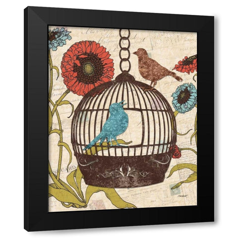 Birds and Blooms III Black Modern Wood Framed Art Print with Double Matting by Williams, Todd