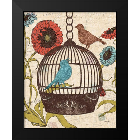 Birds and Blooms III Black Modern Wood Framed Art Print by Williams, Todd