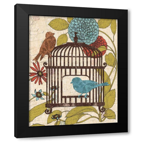 Birds and Blooms IV Black Modern Wood Framed Art Print with Double Matting by Williams, Todd