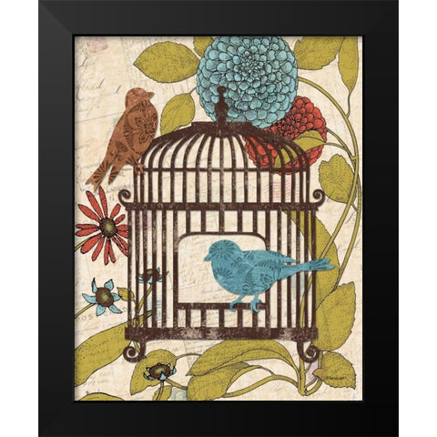 Birds and Blooms IV Black Modern Wood Framed Art Print by Williams, Todd
