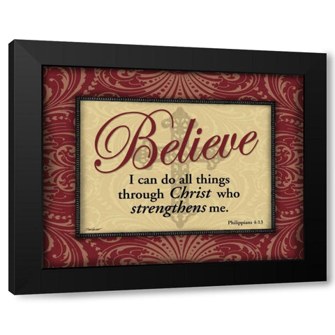 Red and Gold Believe Black Modern Wood Framed Art Print with Double Matting by Williams, Todd