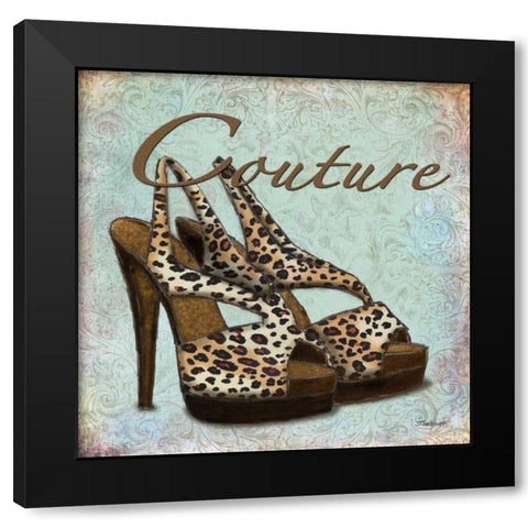 Blue Couture Shoes Black Modern Wood Framed Art Print with Double Matting by Williams, Todd