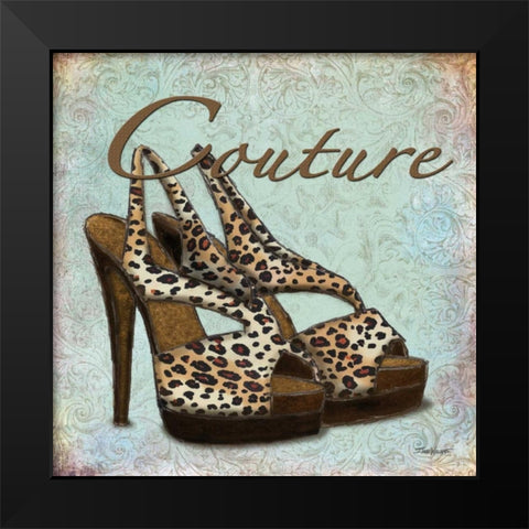 Blue Couture Shoes Black Modern Wood Framed Art Print by Williams, Todd