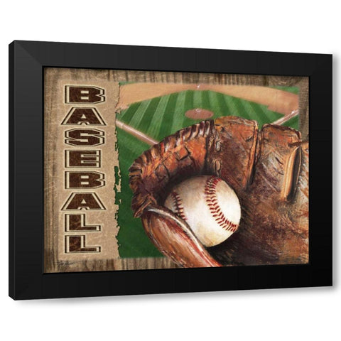Baseball Black Modern Wood Framed Art Print by Williams, Todd