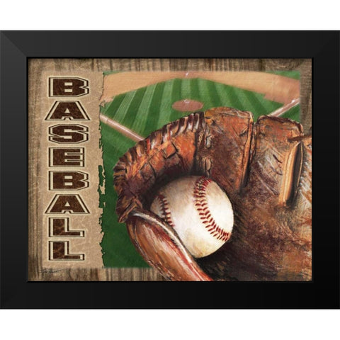Baseball Black Modern Wood Framed Art Print by Williams, Todd