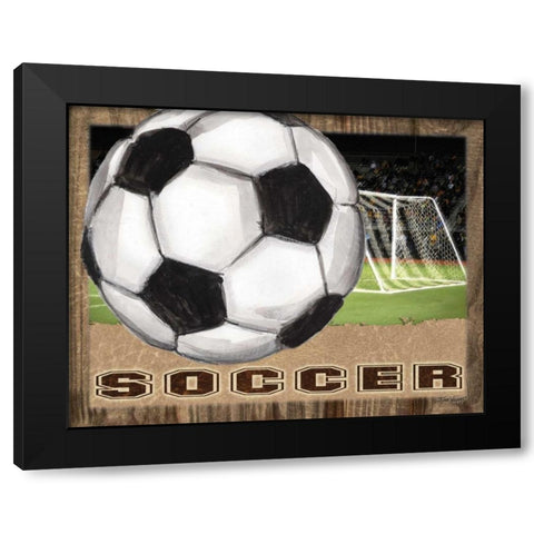 Soccer Black Modern Wood Framed Art Print with Double Matting by Williams, Todd