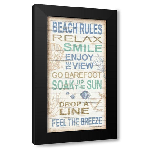 Beach Rules Black Modern Wood Framed Art Print with Double Matting by Williams, Todd