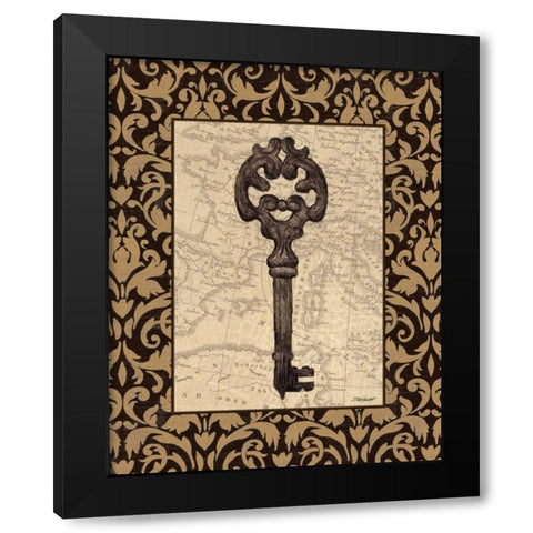 Old World Key I Black Modern Wood Framed Art Print with Double Matting by Williams, Todd