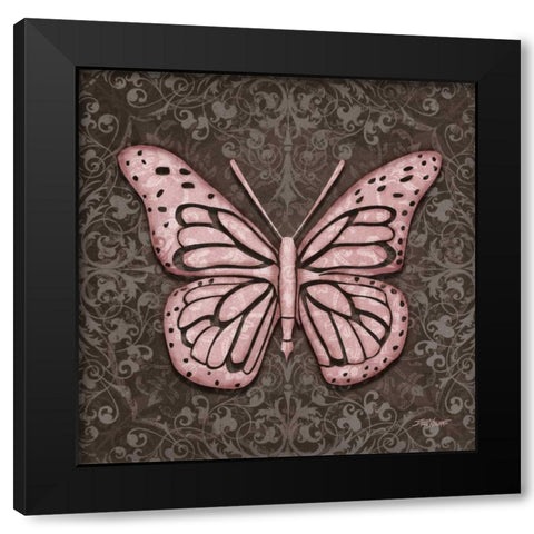 Pink Butterfly IV Black Modern Wood Framed Art Print with Double Matting by Williams, Todd