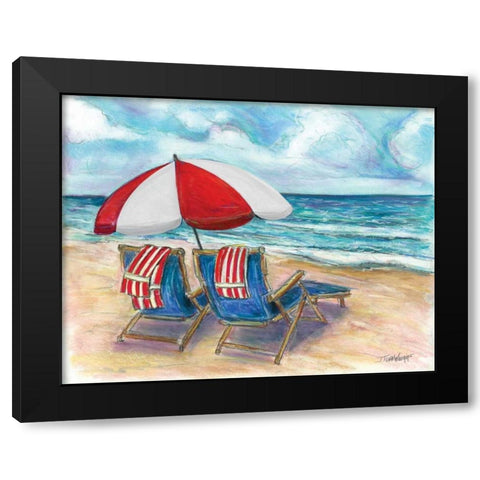 Beach Chairs Black Modern Wood Framed Art Print by Williams, Todd