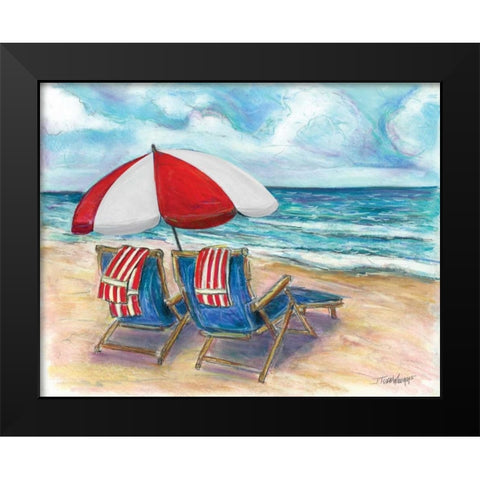 Beach Chairs Black Modern Wood Framed Art Print by Williams, Todd